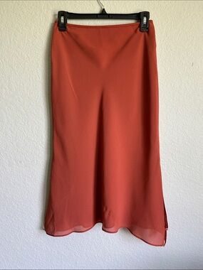 Womens Rust Orange Midi Skirt